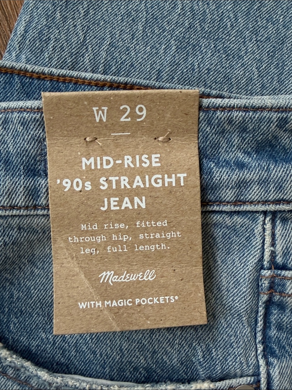 NWT Madewell Mid-Rise ’90s Straight Jeans Raw Hem Size 29 - Picture 2 of 7